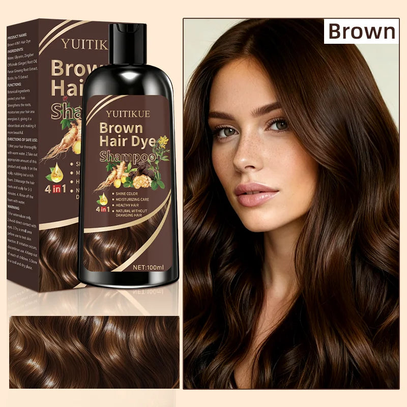 YUITIKUE Brown Hair Dye Shampoo – 4-in-1 Plant Formula 100ml Hair Dye Shampoo Zpaxo