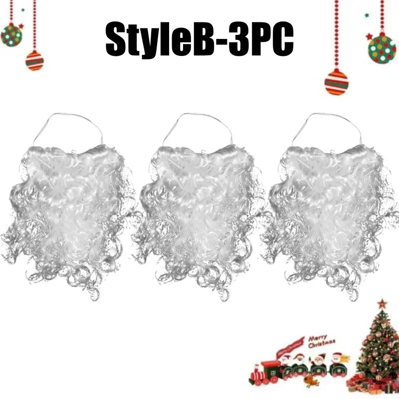 Realistic Santa Fake Beard Premium Costume Adjustable Earloops Zpaxo B-3PCS