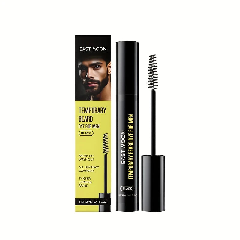 Temporary Beard Dye For Men,Natural Black Beard & Eyebrow Color Long-Lasting,Moustache Filler pen,Waterproof Beard Dyeing Pen Zpaxo 12ML-BLACK