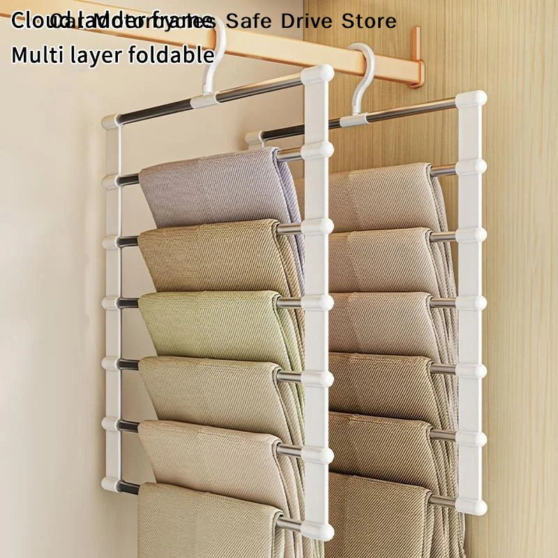CMFoldable Multi-tier Trouser Rack Wardrobe Storage Organizer Space