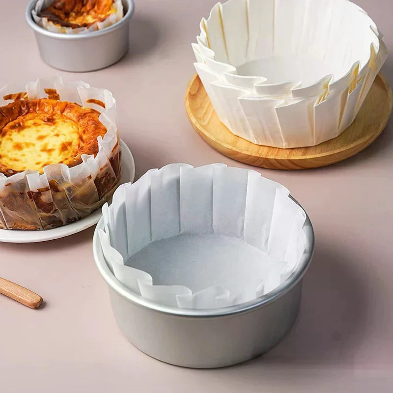 Baking Oil Proof Edge Paper Disposable Release Mousse Cake Paper Basque Cheesecake Oil Paper Tray Foldable Cake Mold Zpaxo