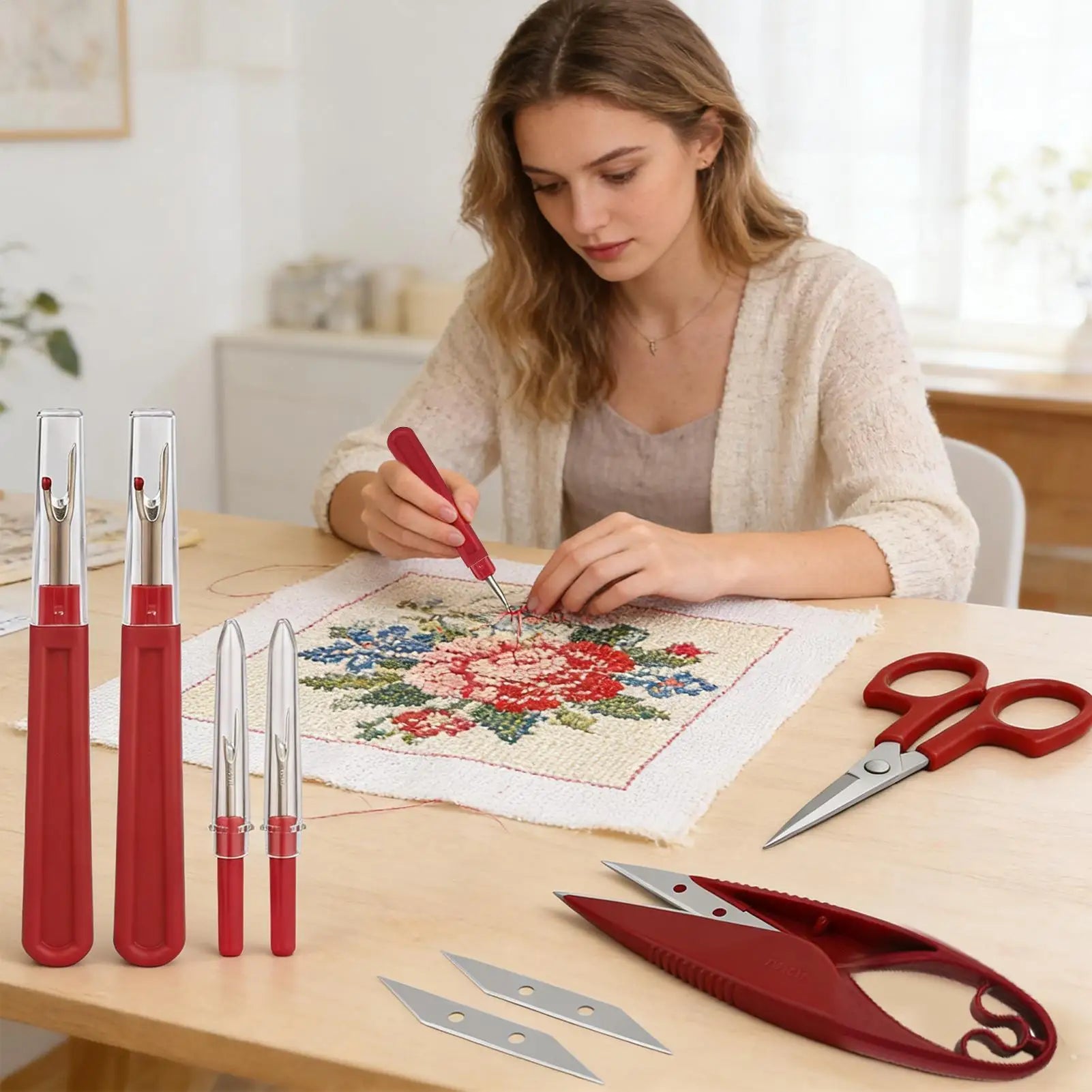 Sewing Seam Ripper Ergonomic Thread Cutter Scissor Handy Tool 4 1