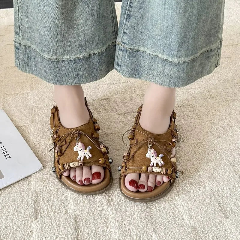 Women's Fish Mouth Open Toe Comfortable Vintage Sandals 2026 Summer Zpaxo