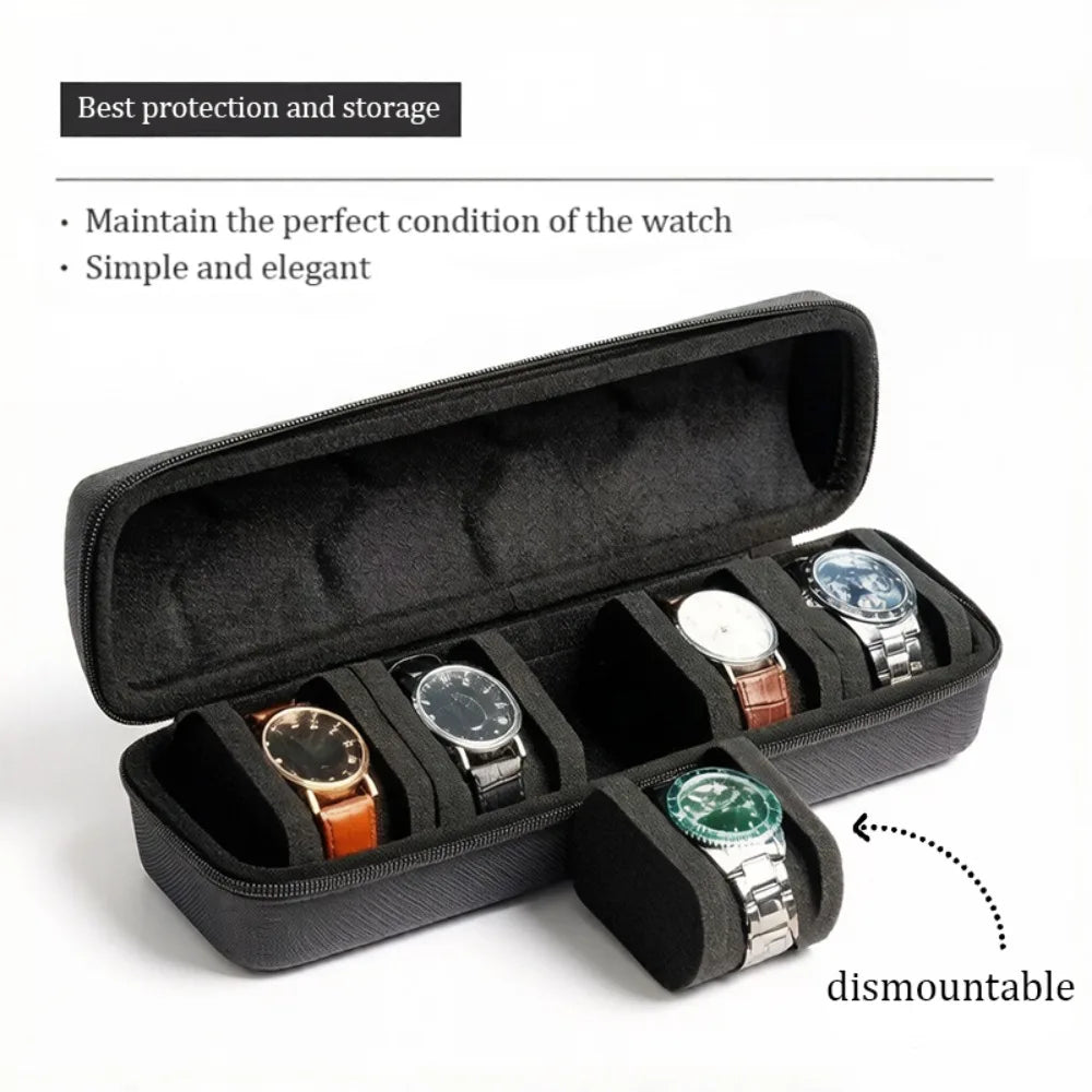 5 Slots Portable Travel Case Watches Featuring Large-capacity Hard