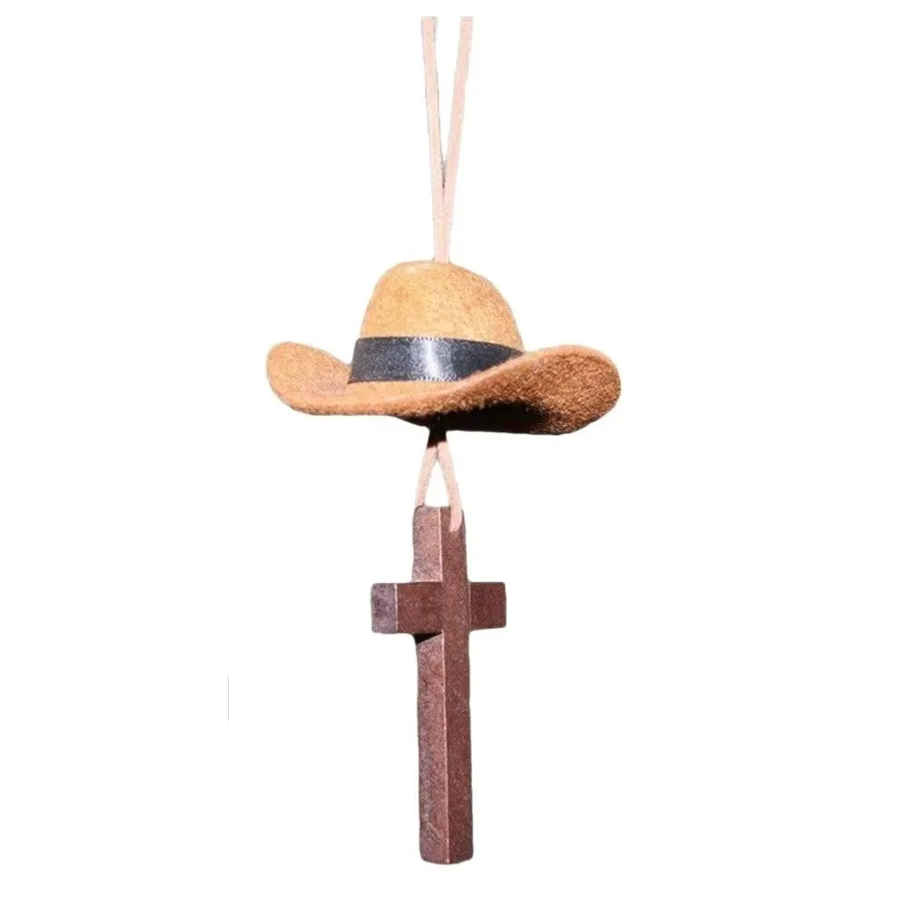 Cowboy Hat Car Pendant Cow Pattern Coffee Cross Ornament Love Western Zpaxo Coffee