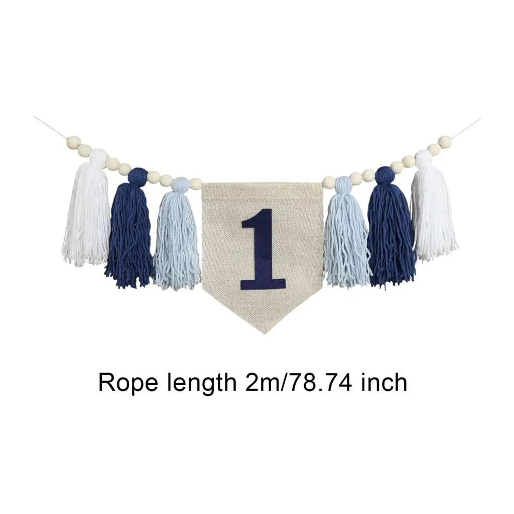 1ST Birthday High Chair Banner Birthday Baby Tassel Garland Photo Prop Boho Wood Zpaxo