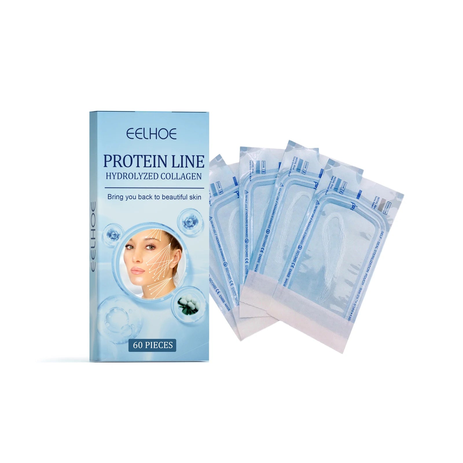 60Pcs Gold Collagen Protein Thread Serum – No Needle Face Lift Collagen Thread Serum Zpaxo 60pcs