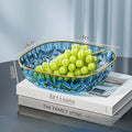 Hot Household Fruit Bowl Salad Dessert Biscuit Plate Plastic Square Transparent Tray Golden Edge Snack Plates Tableware Zpaxo Phnom Penh Green