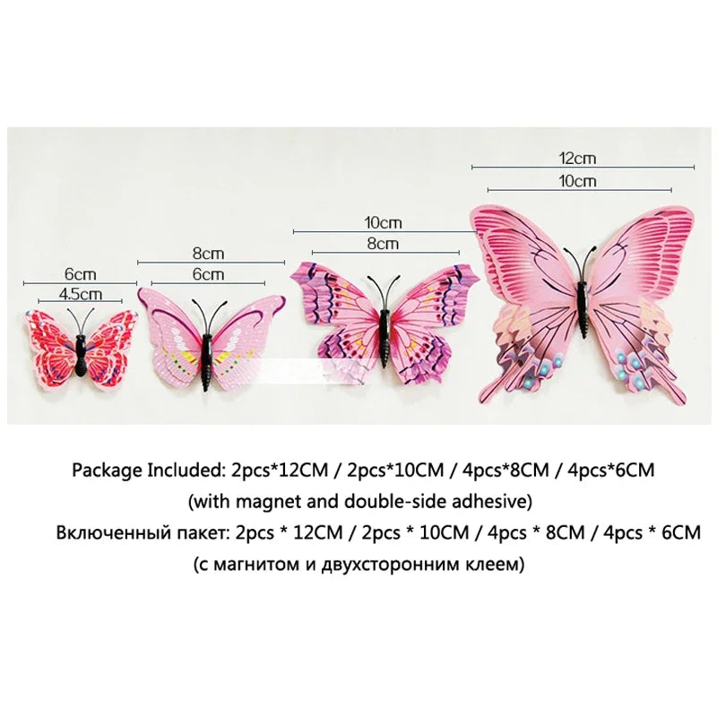3D Butterfly Wall Stickers & Fridge Magnets – 12/24pcs