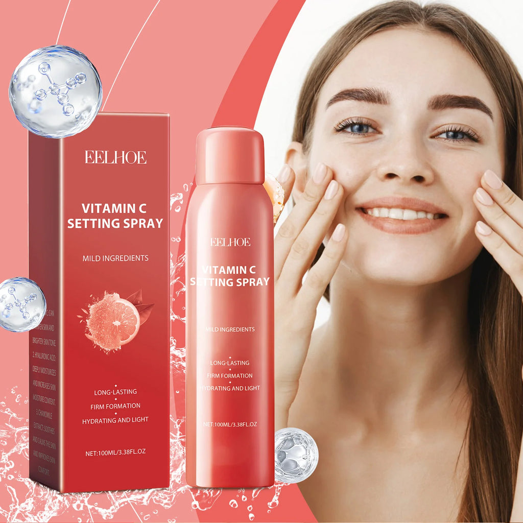 EELHOE Vitamin C Setting Spray Moisturizing Long-Lasting Brightening Light Formula Face Calm Makeup Hyaluronic Acid 100ml Zpaxo