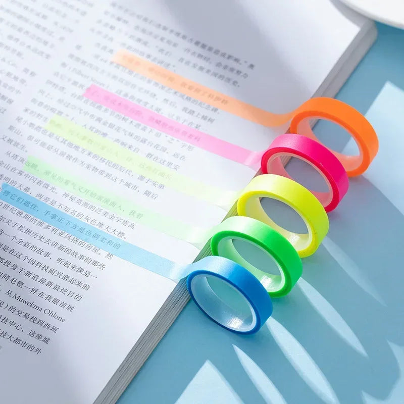 5Rolls Transparent Fluorescent Index Tabs Flags 5 Colors Book Zpaxo