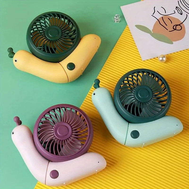 Creative Portable Mini Fan Silent Strong Wind Foldable Cartoon Snail