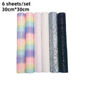 6-piece Bead Art Rainbow Glitter Fabric Iron-on Beads Baking Paper