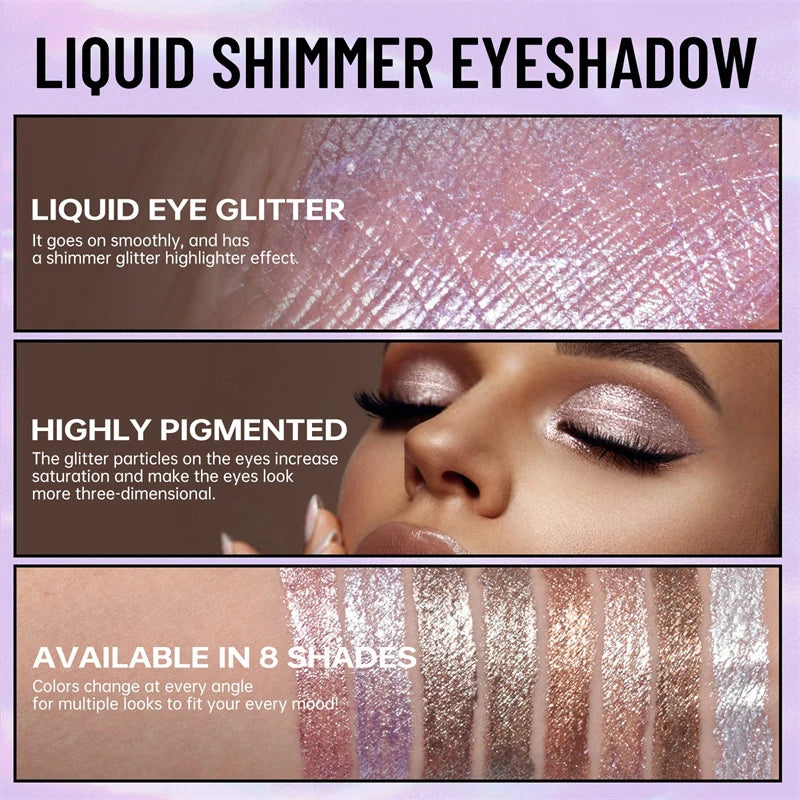 Pearly Liquid Eyeshadow Makeup Natural Smokey Silver Shimmer Glitter Diamond Shadows for Eyelids Waterproof Beauty Highlighter Zpaxo