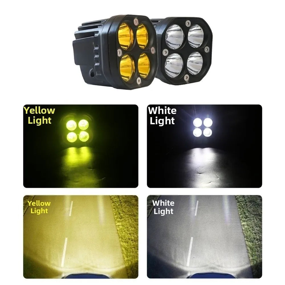 White Yellow Light Motorcycle Work 12V 24V 40W Driving Moto Zpaxo