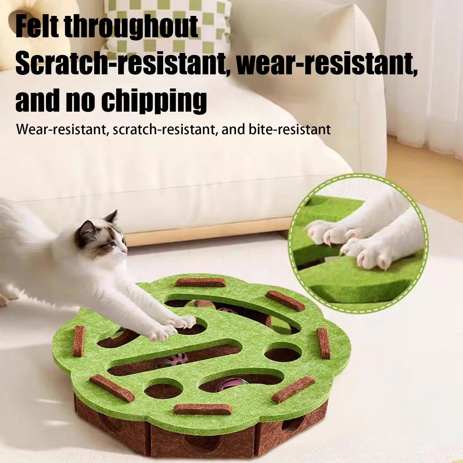 Interactive Cat Toys Felt Puzzle Box Bell Scratching Post Sisal