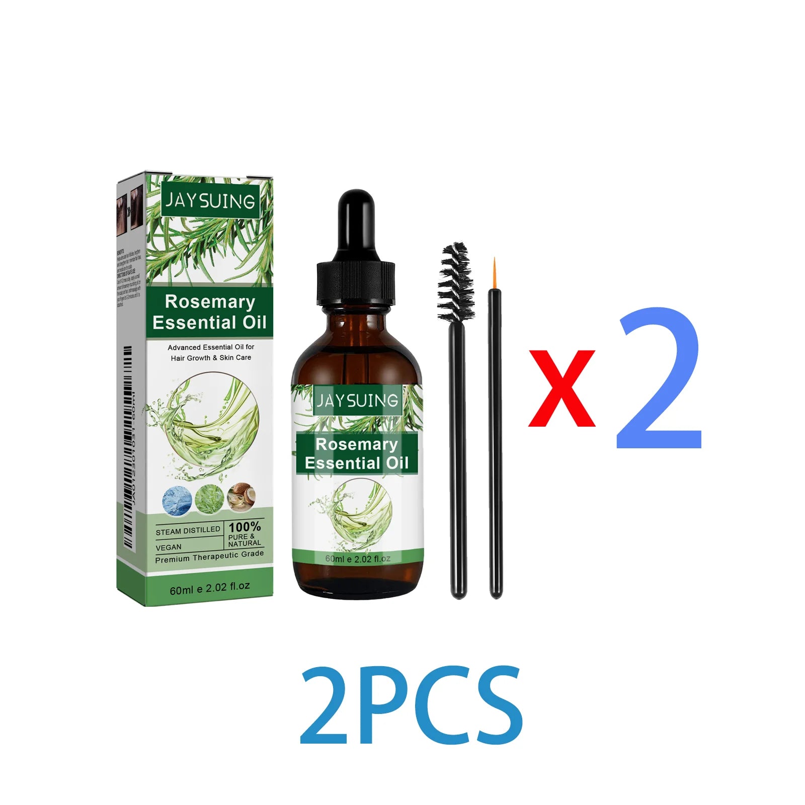 Rosemary Essential Oil 60ml Hair Growth Serum Scalp Treatment Skin Care Anti Aging Vitamin E Enriched for Thicker Hair Glowing Zpaxo 2PCS