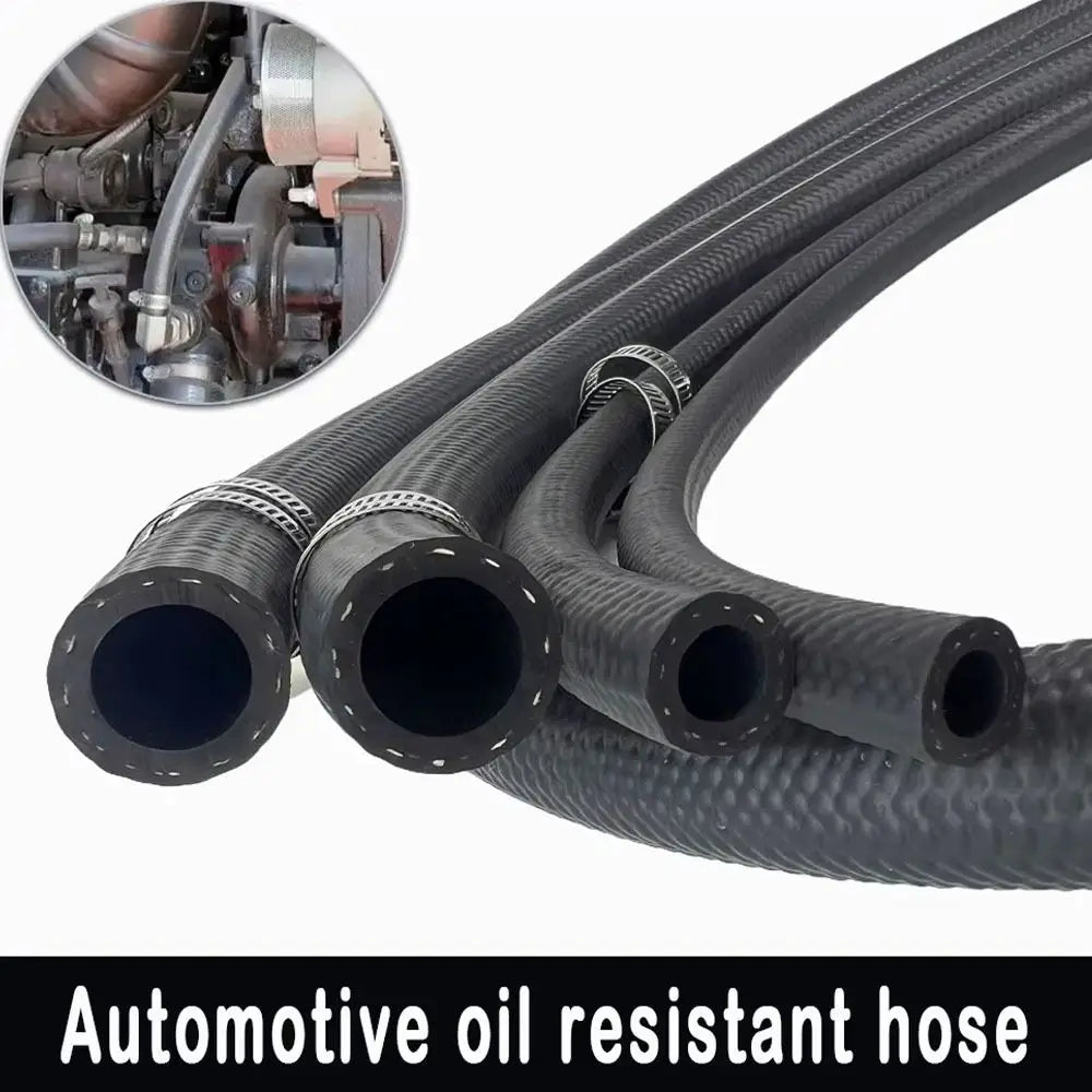NBR Oil-Resistant Fuel Hose 4–14mm ID + Pipe Clamps | 1m Automotive Fuel Hose Zpaxo