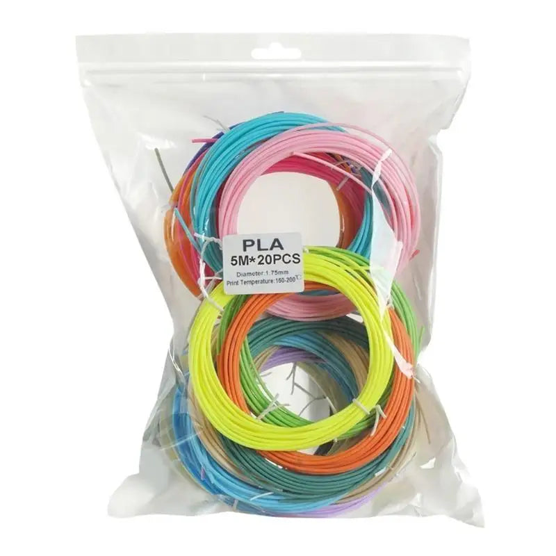 652F 20Pcs/Pack 1.75mm Color 3D Pen Filament, 20 Color Good Heat Melt Perfectly DIY Zpaxo