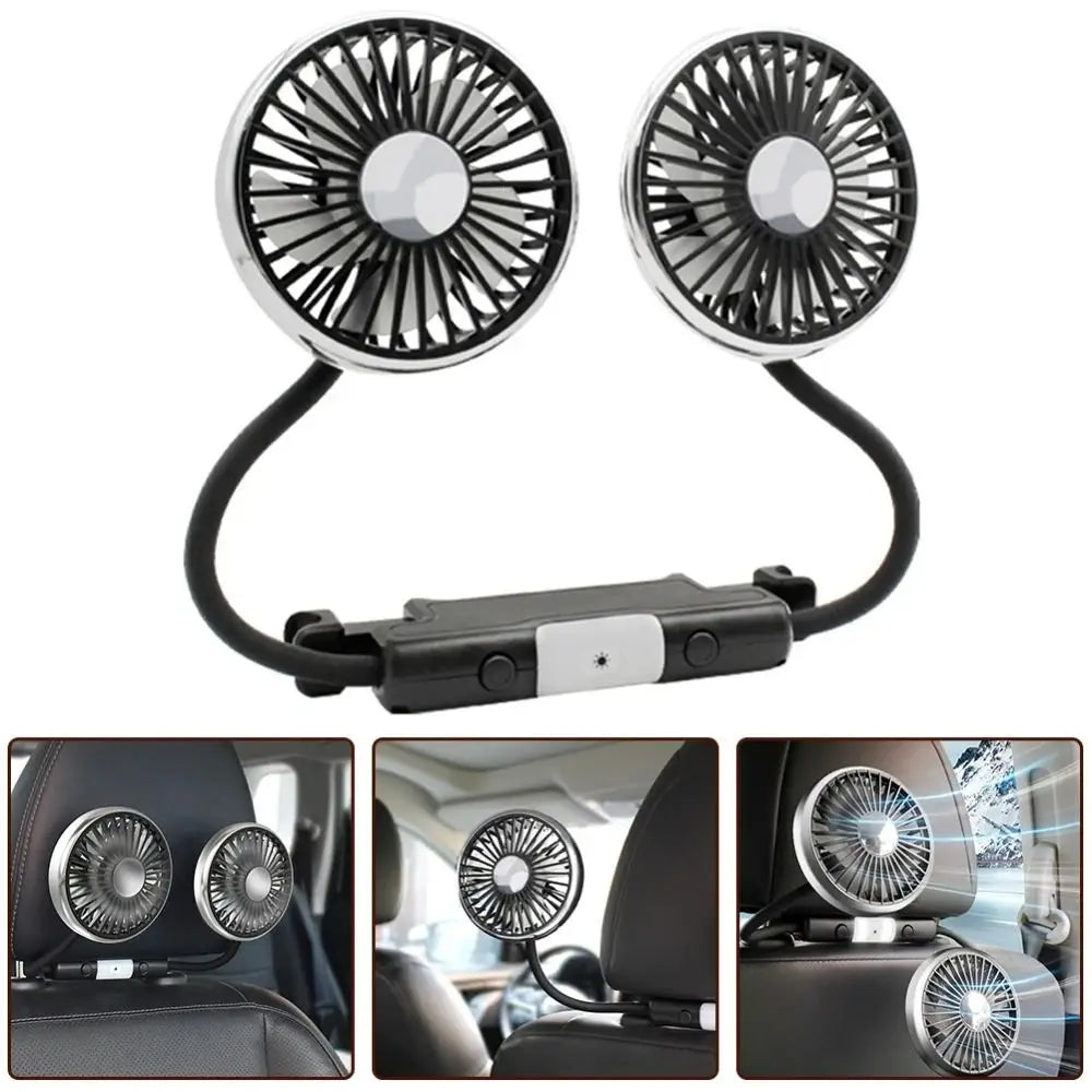 360 Vehicle-mounted Double-head Fan Multi-functional Silent Car Zpaxo