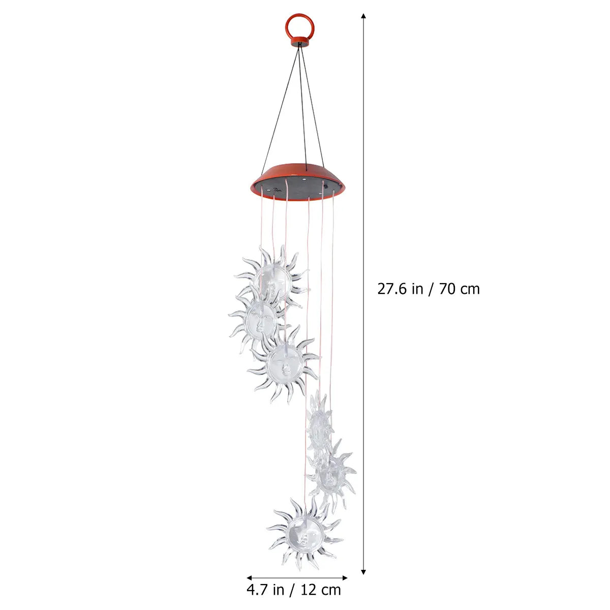 Solar Powered Wind Chime Light with 6 Sun Shaped Lights Outdoor Hanging Garden Light for Patio Courtyard Yard Bedroom Auto Dusk Zpaxo