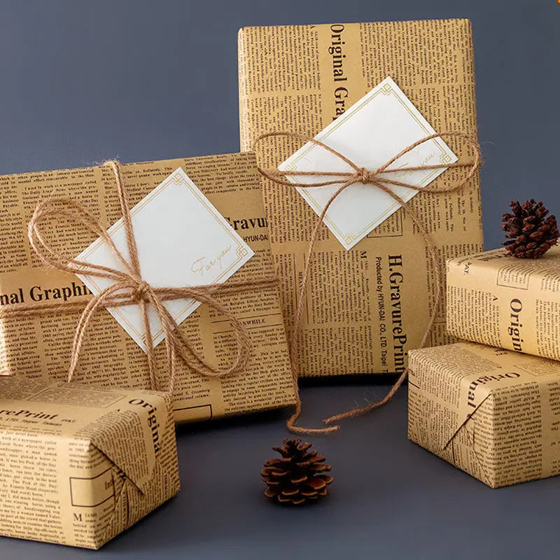Vintage Newspaper Kraft Gift Wrapping Paper 50×70cm | Brown Wrap