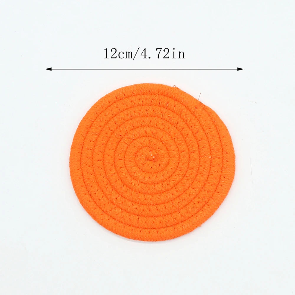 1PC Cotton Thread Cup Mat 12cm Round Coaster Knitting Table Mat Pot Holder Coffee Drink Tea Cup Woven Anti-Scalding Mat Zpaxo L