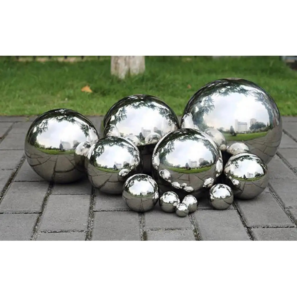 Stainless Steel Balls Modern Metal Garden Decor Shiny Ornament Sphere Zpaxo