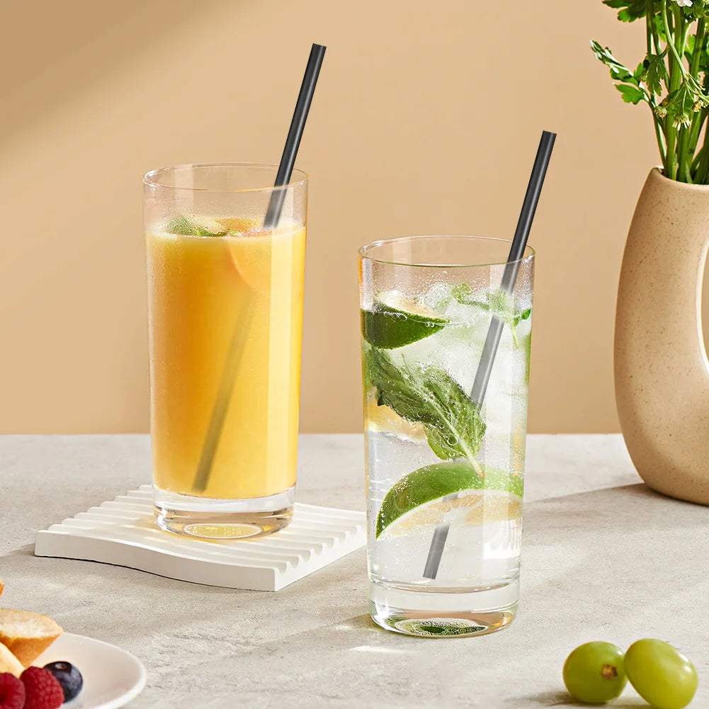 Black Drinking Straws Straw Brush Cocktail Reusable Flexible Plastic