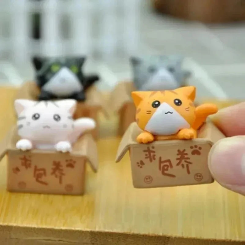 4pcs Mini Cat Ornament Garden Kitten Statue Gift For Kids Children Baby Room Cute Kawaii Toy Miniature Figurines Home Decoration Zpaxo