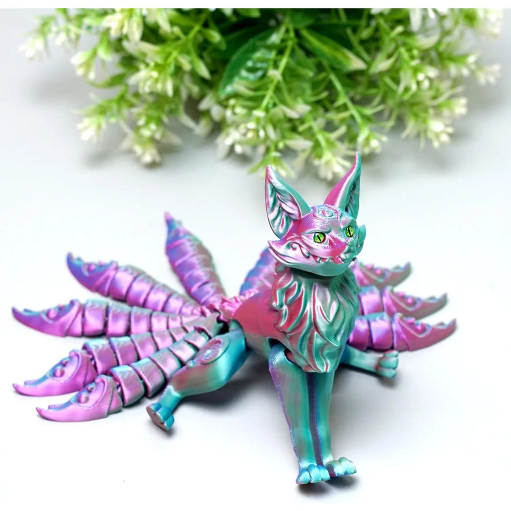 3D Printed Nine Tailed Fox Model Flexible Realistic Articulated