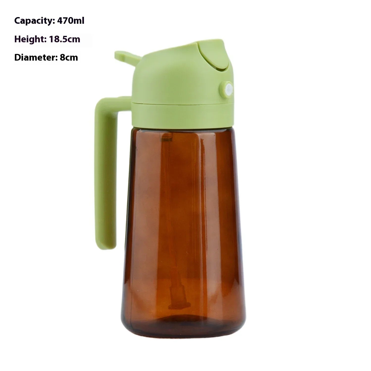 470ml Glass Olive Oil Sprayer & Dispenser – 2-in-1 Air Fryer Oil Sprayer Dispenser Zpaxo brown green lid