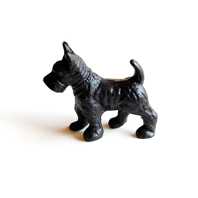 1Pcs Cast Iron Schnauzer Dog Figurine Anime Themed Multipurpose Room Decor Paperweight For Study Indoor Ornament Zpaxo