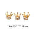 Gold Miniature Dollhouse Crown 2 Mini Alloy Rhinestone Princess Tiara Zpaxo 3pcs 19x17x15mm