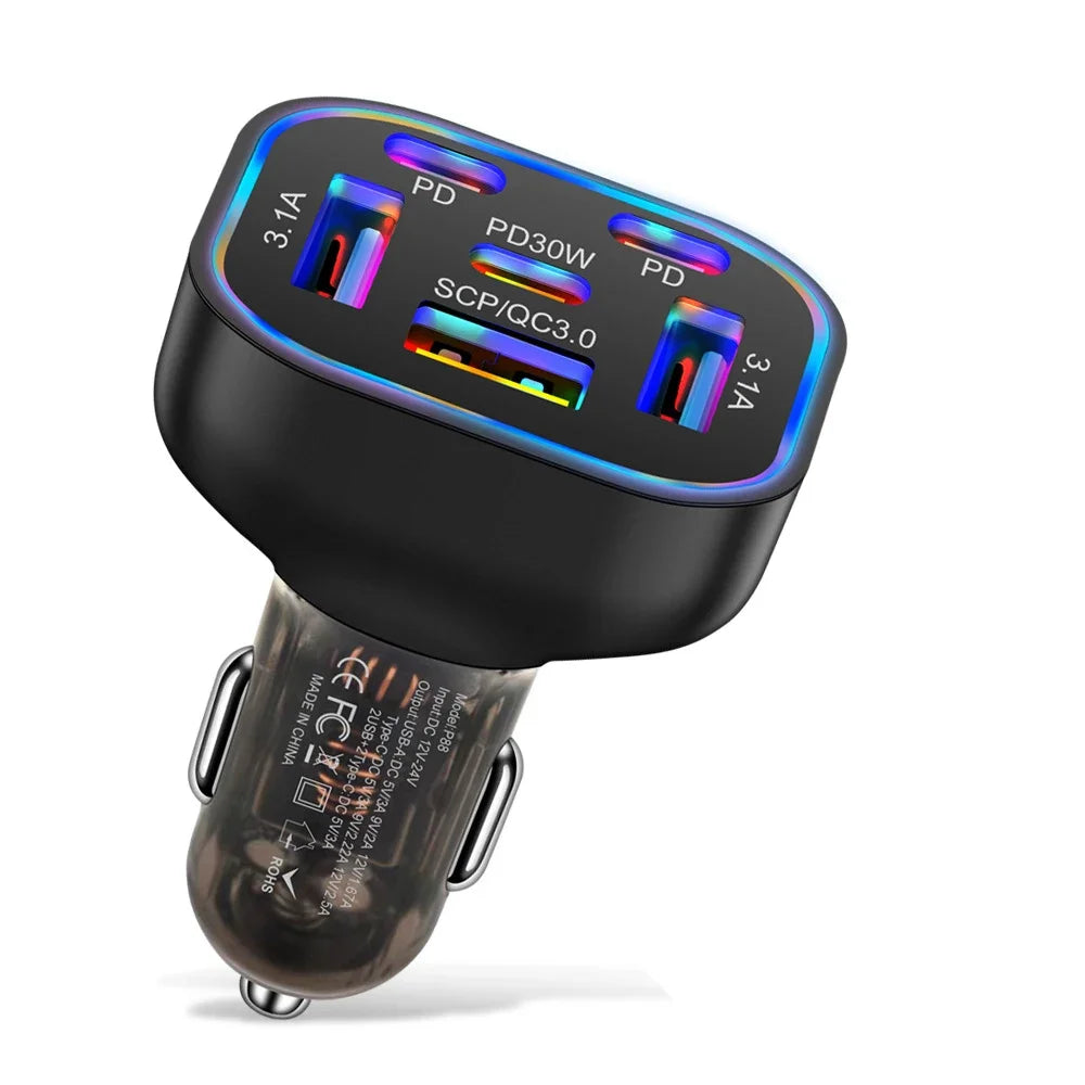 UYUXIO 1 USB C Car Charger Adapter PD 30W Multi Ports Fast Charge
