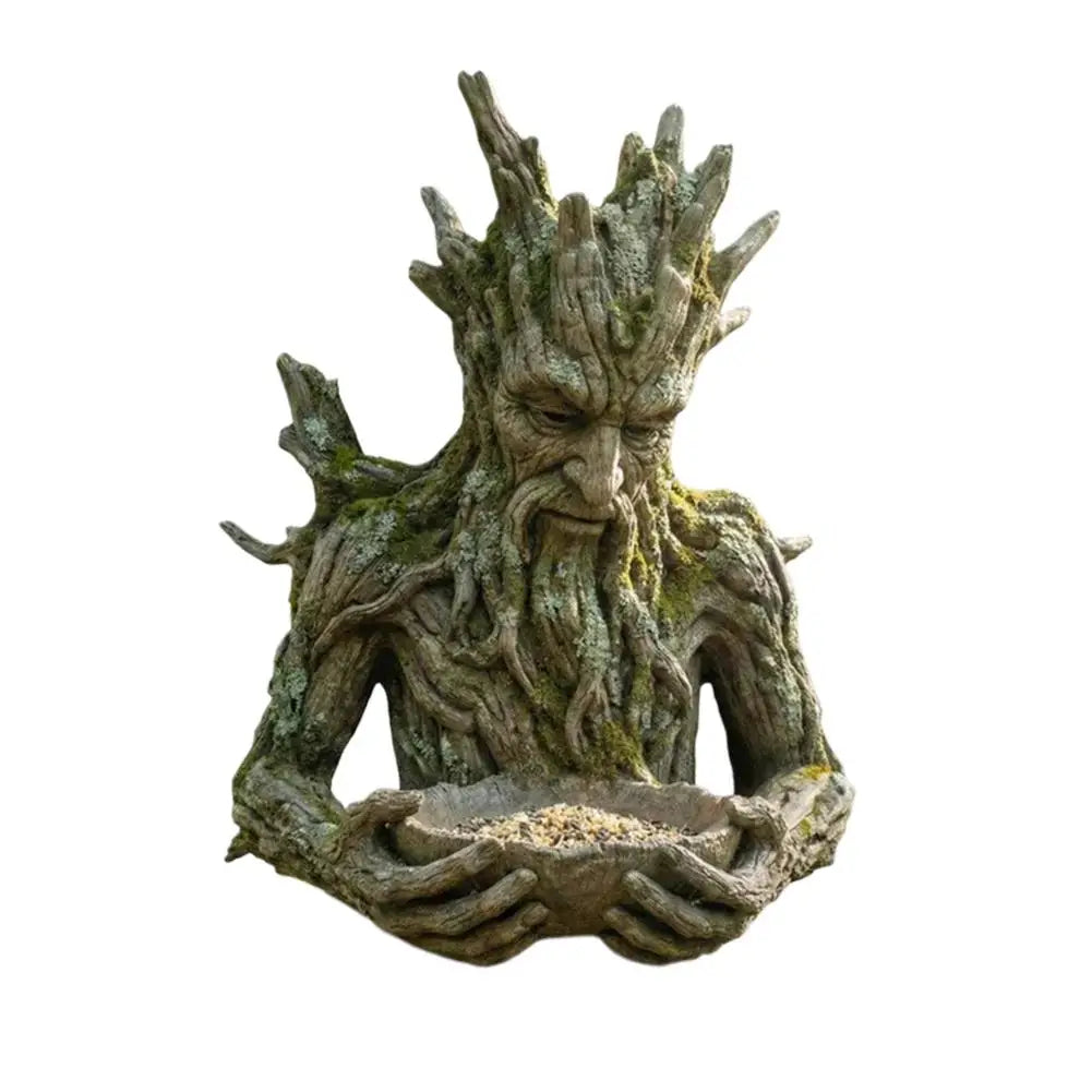 Tree Bird Feeding Sculpture Tree Faces Outdoor Tree Bird Feeder Garden Statue Outdoor Hanging Feeding Station Backyard Art Decor Zpaxo 2PCS