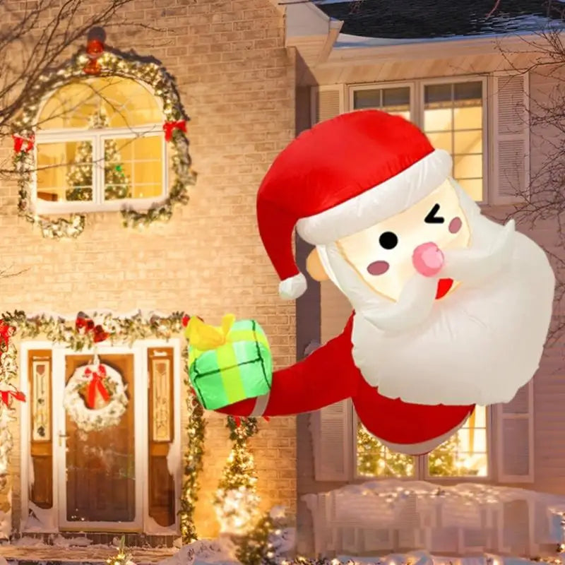 Light Up Inflatable Window Santa Ornament Outdoor Garden Christmas