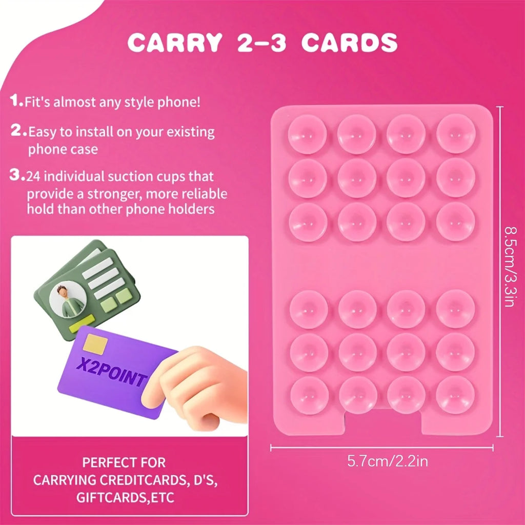 Silicone Suction Cup Phone Holder & Card Wallet | Selfie Grip