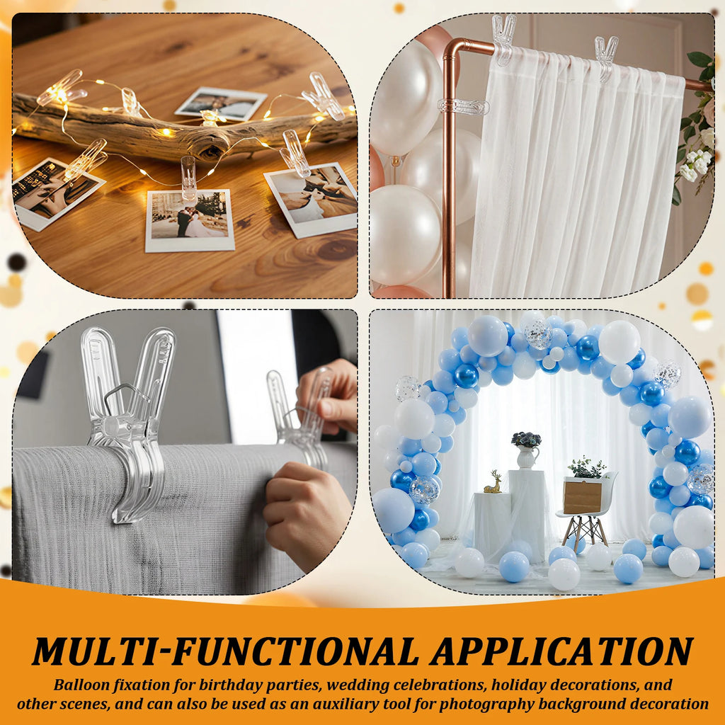 25Pcs Transparent Plastic Clips Balloon Arch Clips Backdrop Clamps, Spring Clamps For Party Decoration Crafts And Photography St Zpaxo