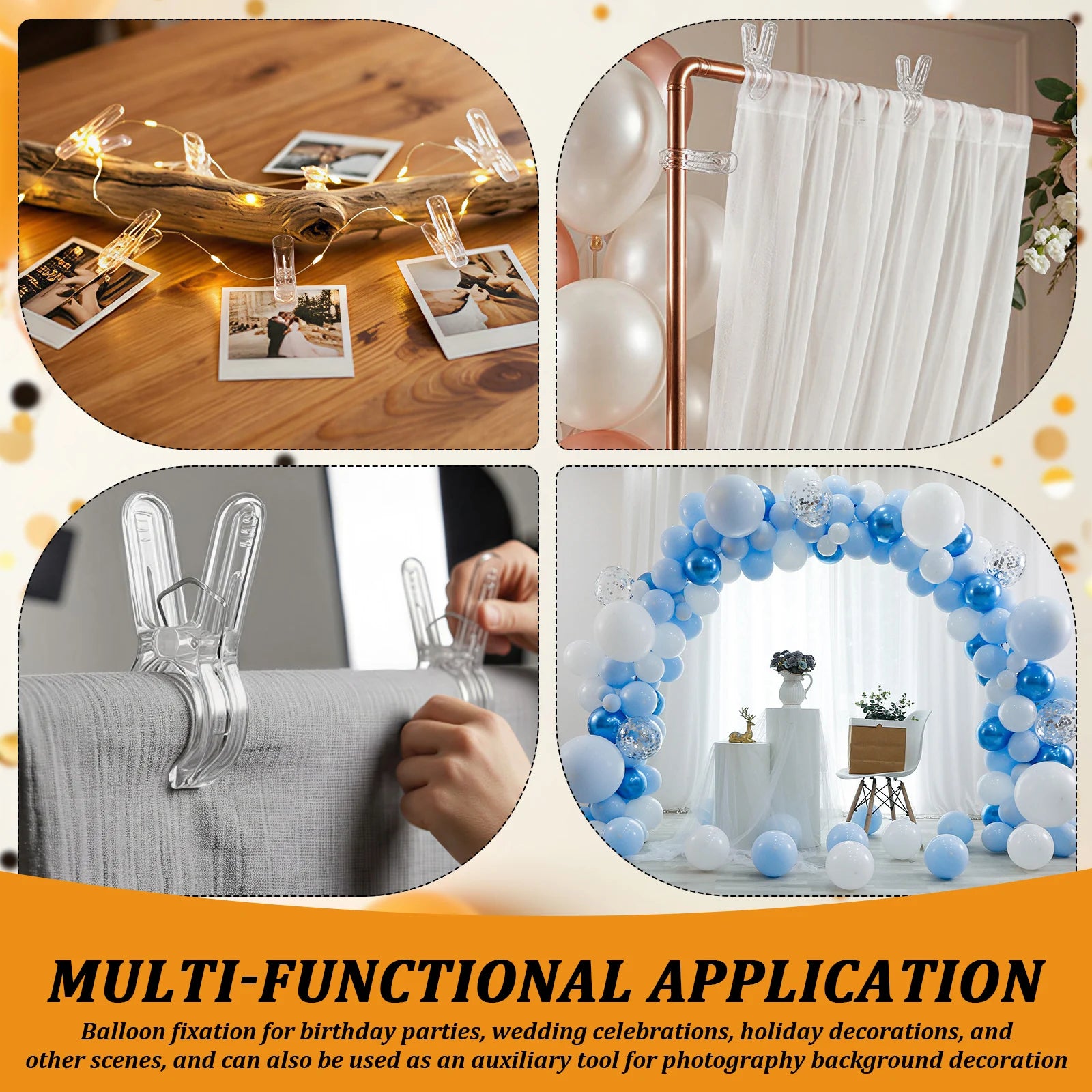 25Pcs Transparent Plastic Clips Balloon Arch Clips Backdrop Clamps, Spring Clamps For Party Decoration Crafts And Photography St Zpaxo