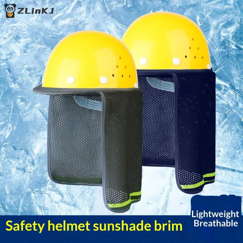 ▶Safety Helmet Sunshade Panel Construction Site Sunshade Hat Breathable Wide-brimmed Cap Curtain Building Construction Sun Hats Zpaxo