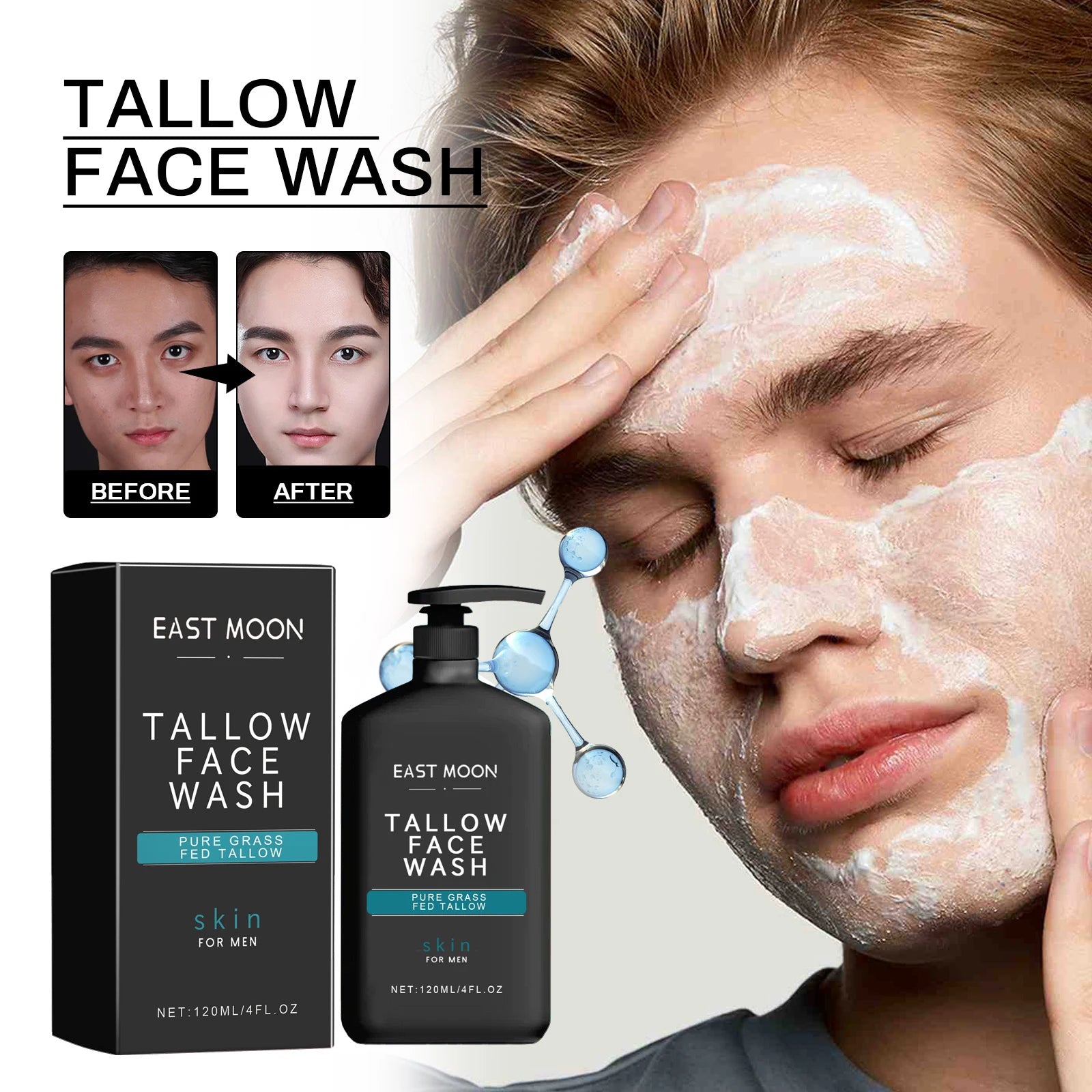 Men Facial Cleanser Lotion Remove Acne Blackhead Prevent Clogged Pores Oil Controll Exfoliator Refreshing Facial Cleaning Cream Zpaxo