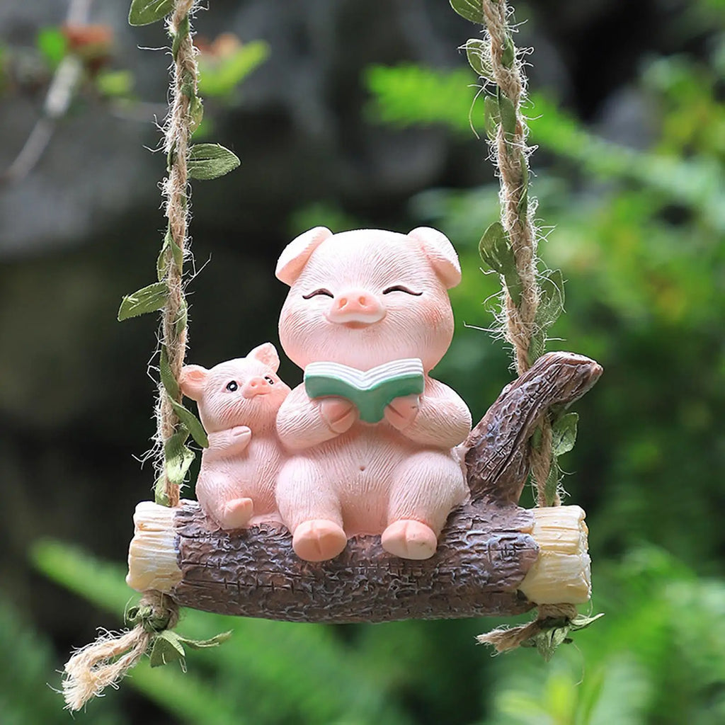 Swing Animal Garden Statue Resin Ornament Decorative Hanging Zpaxo