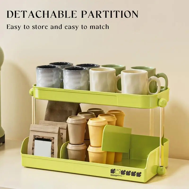Desktop Cup Storage Rack 2 Tier Office And Household Large Capacity Cup Holder Cosmetics Jewelry Perfume Box Bathroom Shelf Zpaxo