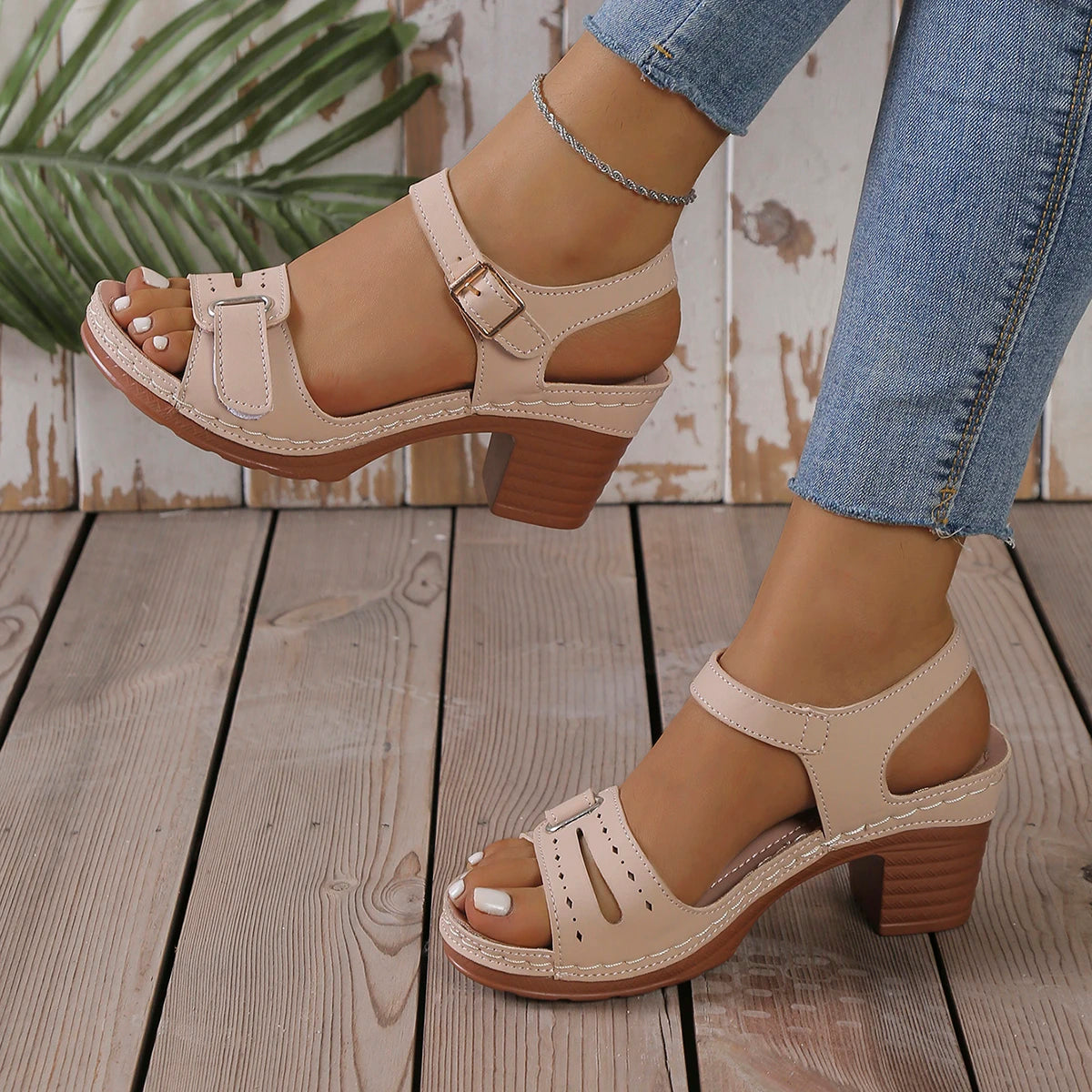 Women Sandals 2026 New Open Toe Fashion Sandals Soft Sexy Wedge Buckle Orthopedic Shoes Female Outdoor Designer Trend Shoes Zpaxo Beige 37