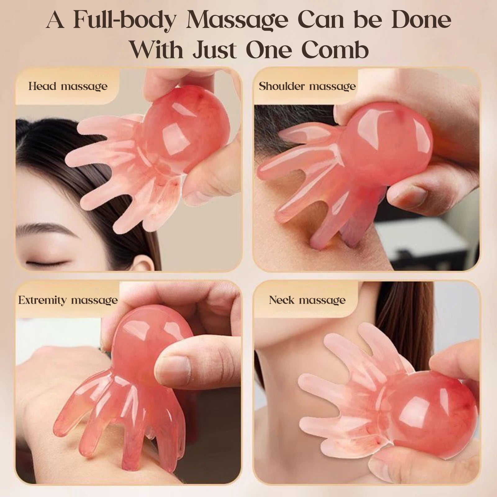 Octopus Shape Scalp Massage Comb 8-Tentacle Head Scratcher Comb Portable for Home Office Massage Zpaxo