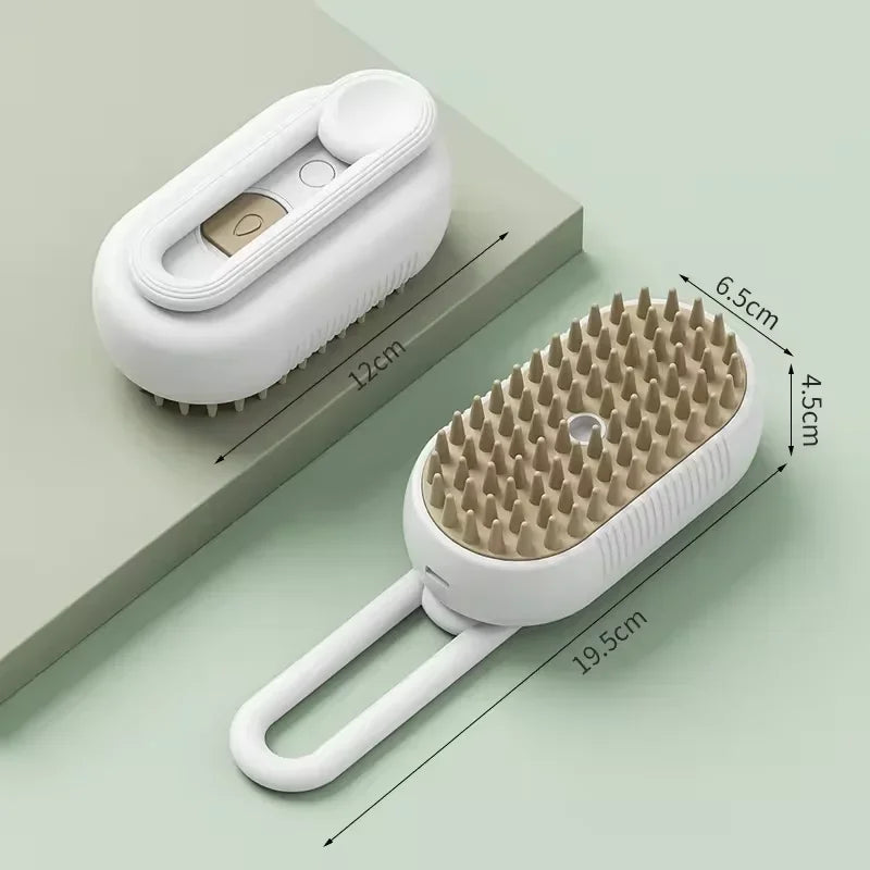 Cat Dog Pet Spray Massage Brush One Button Steam Spray Folding Rotatable Floating Hair Bath Hair Removal Brush Comb Zpaxo 1pcs-white