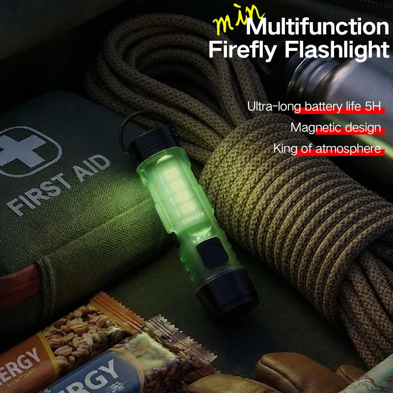 Outdoor Strong Light LED Flashlight Mini Portable Keychain USB