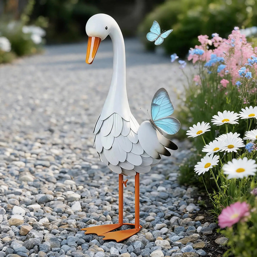 Porch Goose Metal Animal Statue Garden Goose for Front Porch Yard Patio Balcony Garden Lawn Entryway Indoor Outdoor Zpaxo