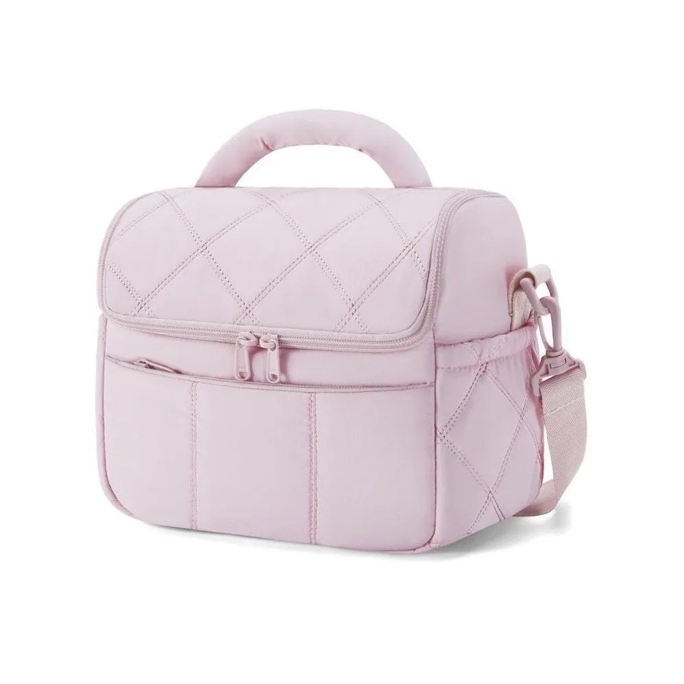 Hot Soft Lunch Bag, Tasi Long Thread Sewn, Waterproof, Ice Bag, Multi-functional Handheld Cross-body Insulated Bag Zpaxo lotus root color 23 15.2 19.5cm